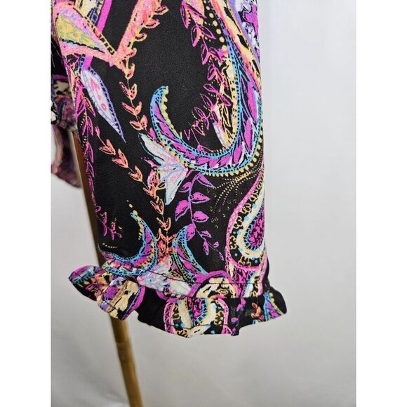 Rose + Olive Size XL Purple Paisley Blouse Top Long Sleeve Top Boho - Picture 6 of 11